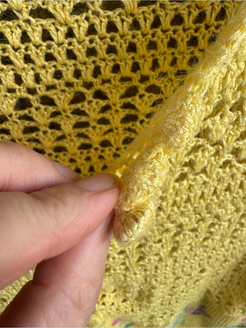 Vintage Yellow Crochet Knit Button-Front Short Sleeve Cardigan M Cross Stitch - Picture 7 of 15